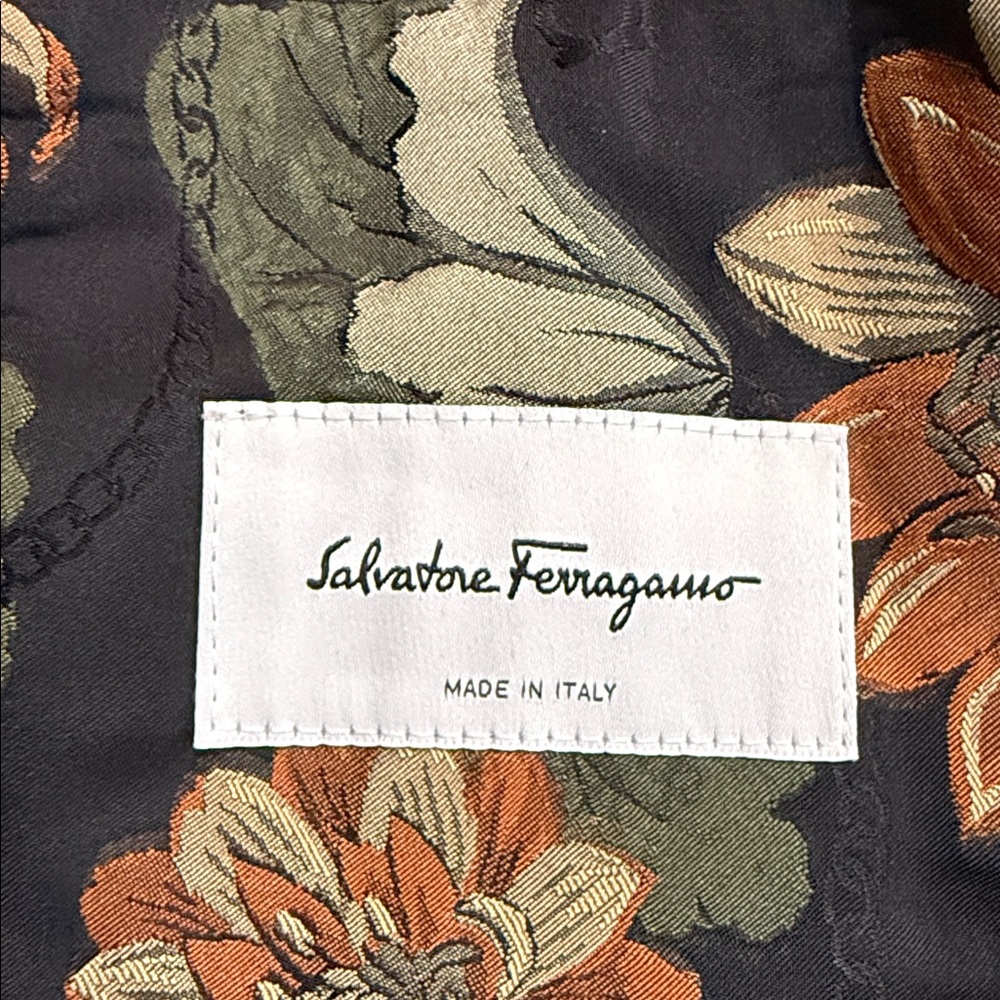 Salvatore Ferragamo Black Orange Floral Jacquard Blazer Silk Jacket IT 38 US 2”. - Picture 3 of 11